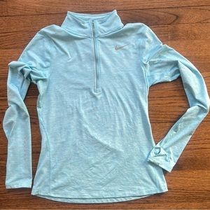 Nike Blue Quarter Zip Long Sleeve Top with Thumb Holes